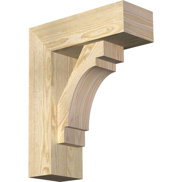 Ekena Millwork Merced Block Rough Sawn Bracket w/ Offset Brace, Douglas Fir, 6"W x 16"D x 20"H BKT0604X16X20MRC05RDF - main